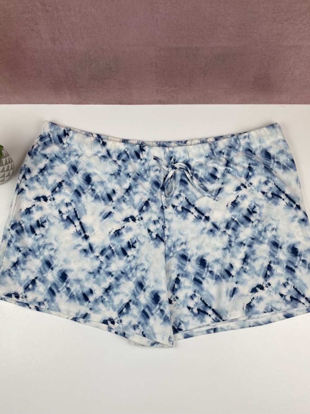 Lucky Brand Blue White Tie Dye Boho Casual Shorts Women Size XL Extra Large